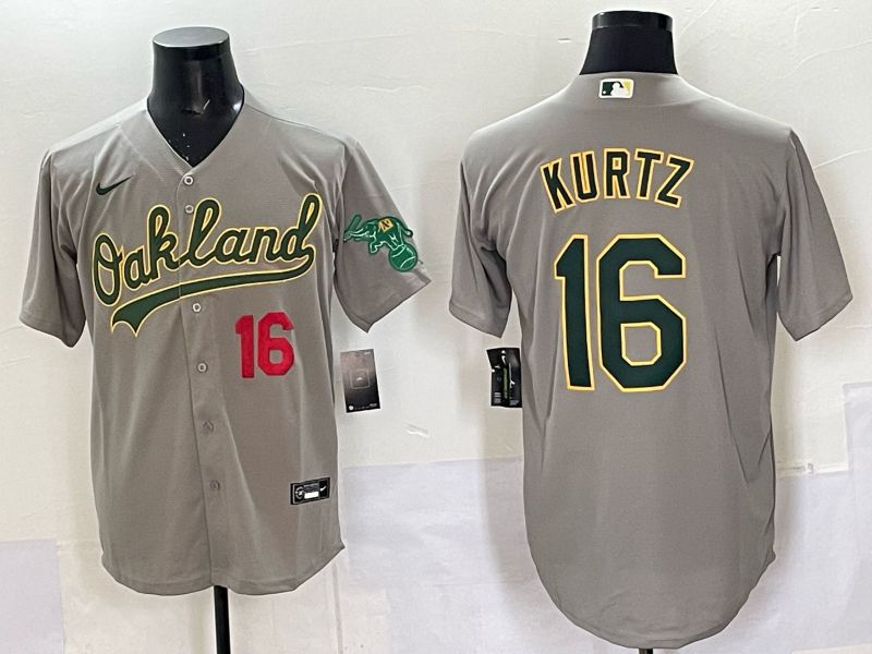 Men Oakland Athletics #16 Kurtz Grey Nike 2025 MLB Jersey 01->oakland athletics->MLB Jersey